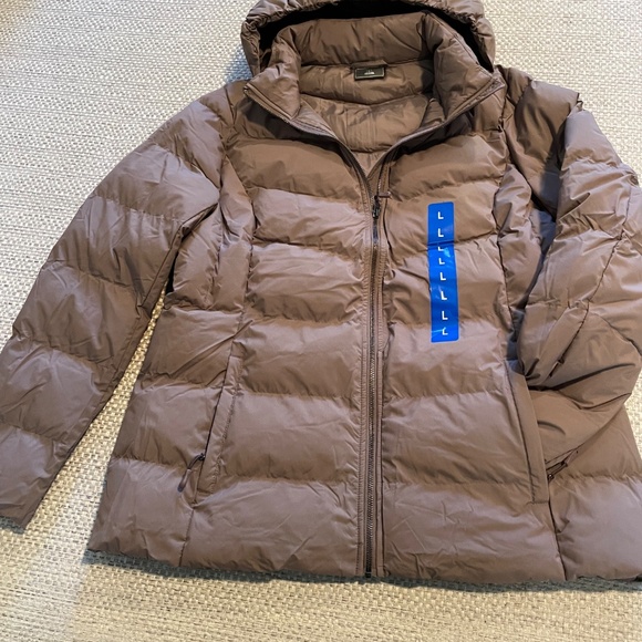 Women's 32 Degrees Hooded Lightweight Bomber Jacket Beige Size L New with Tags - Picture 3 of 8